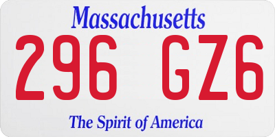 MA license plate 296GZ6