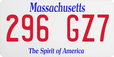 MA license plate 296GZ7
