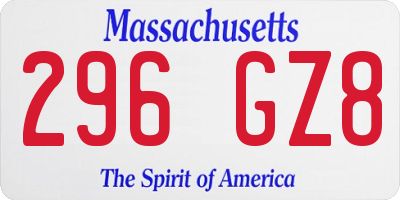 MA license plate 296GZ8