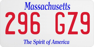 MA license plate 296GZ9
