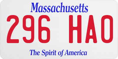MA license plate 296HA0