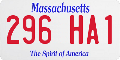 MA license plate 296HA1