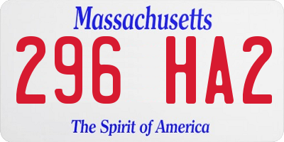 MA license plate 296HA2
