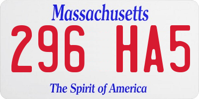 MA license plate 296HA5