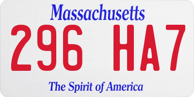 MA license plate 296HA7