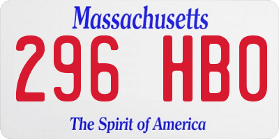 MA license plate 296HB0