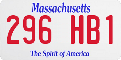 MA license plate 296HB1