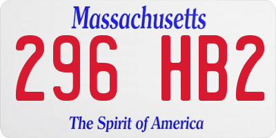 MA license plate 296HB2