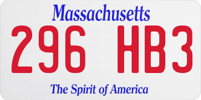 MA license plate 296HB3