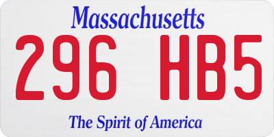 MA license plate 296HB5