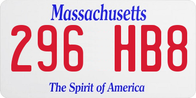 MA license plate 296HB8