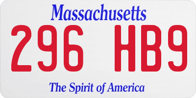 MA license plate 296HB9