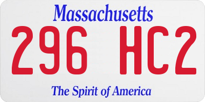 MA license plate 296HC2