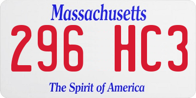 MA license plate 296HC3