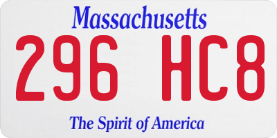 MA license plate 296HC8