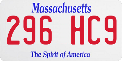 MA license plate 296HC9