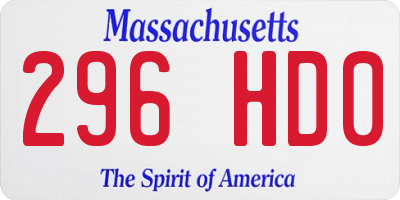 MA license plate 296HD0