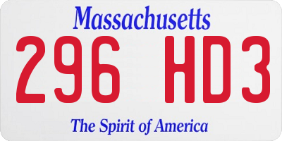 MA license plate 296HD3