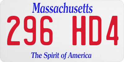 MA license plate 296HD4
