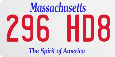 MA license plate 296HD8