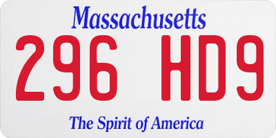 MA license plate 296HD9