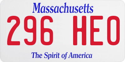 MA license plate 296HE0