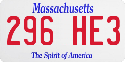 MA license plate 296HE3