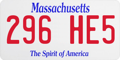 MA license plate 296HE5
