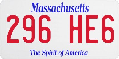 MA license plate 296HE6