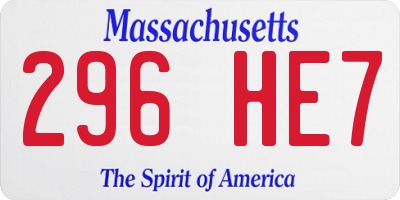 MA license plate 296HE7