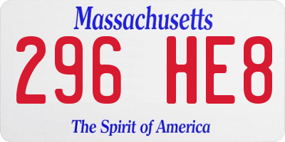 MA license plate 296HE8