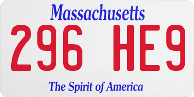 MA license plate 296HE9