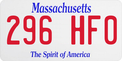 MA license plate 296HF0