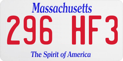 MA license plate 296HF3