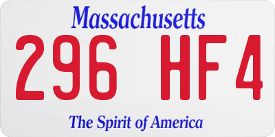 MA license plate 296HF4
