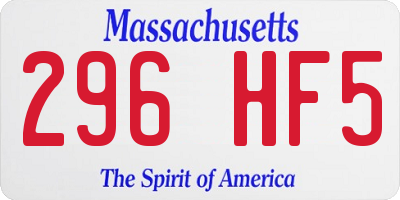 MA license plate 296HF5