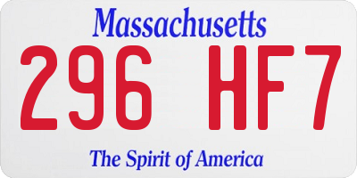MA license plate 296HF7