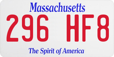 MA license plate 296HF8