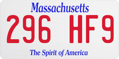 MA license plate 296HF9