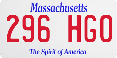 MA license plate 296HG0