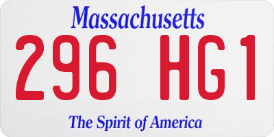 MA license plate 296HG1