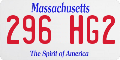 MA license plate 296HG2