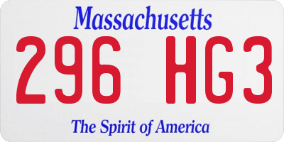 MA license plate 296HG3