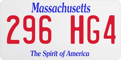MA license plate 296HG4