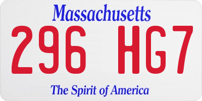 MA license plate 296HG7
