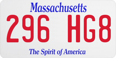 MA license plate 296HG8