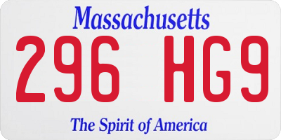 MA license plate 296HG9