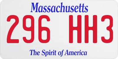 MA license plate 296HH3