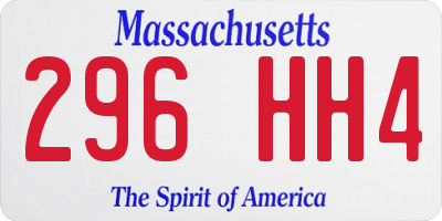 MA license plate 296HH4
