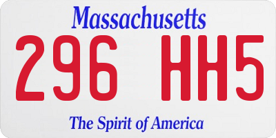 MA license plate 296HH5